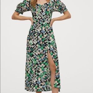 H&M Floral bubble sleeve dress with slit